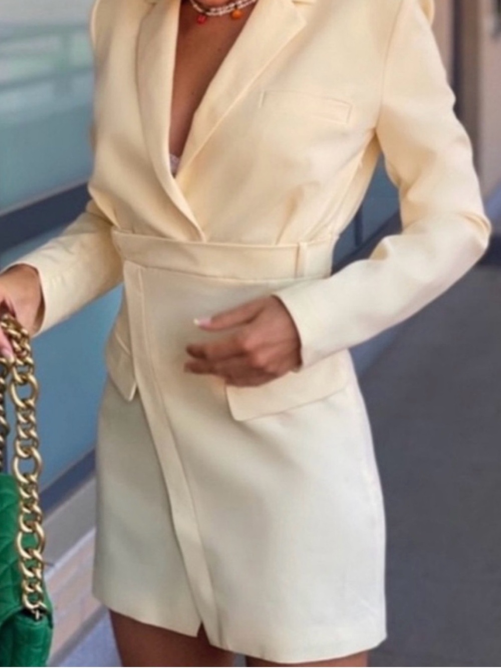 Zara Cream Tailored Mini Blazer Dress